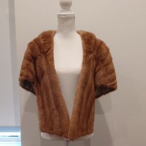 Classic Women's Short Fur Cape in Chestnut Brown